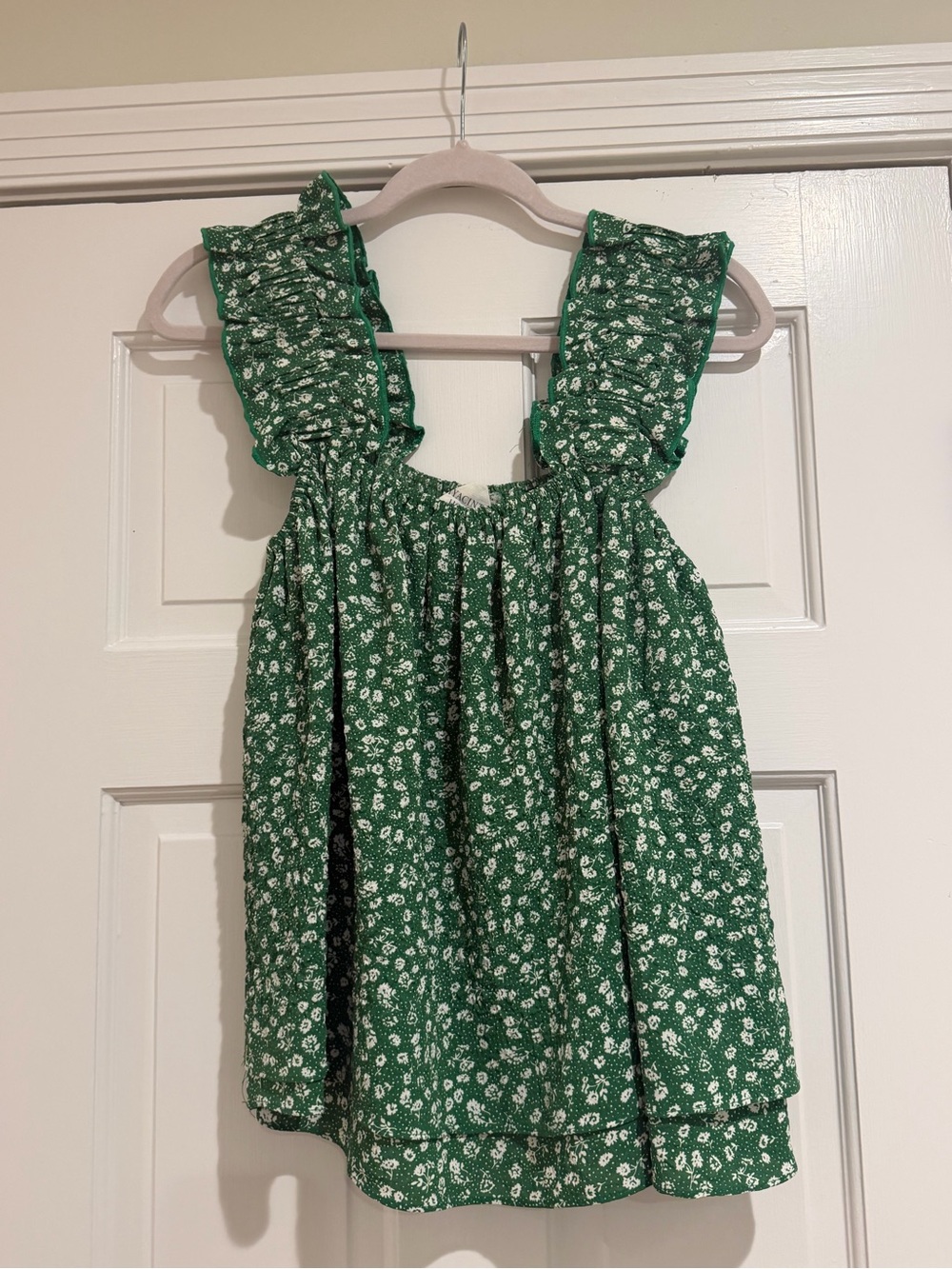 Tuckernuck Green Floral Ruffle-Strap Tank Top